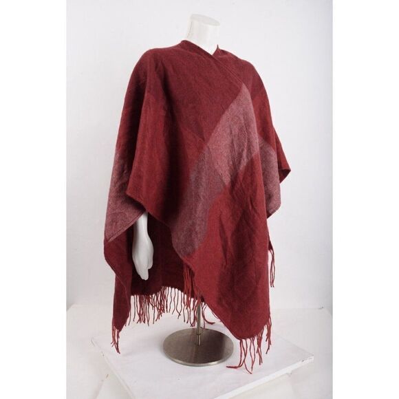 Woolrich Womens Shawl Wrap Scarf One Size Fits All Red Plaid Fringe Trim - Picture 2 of 6